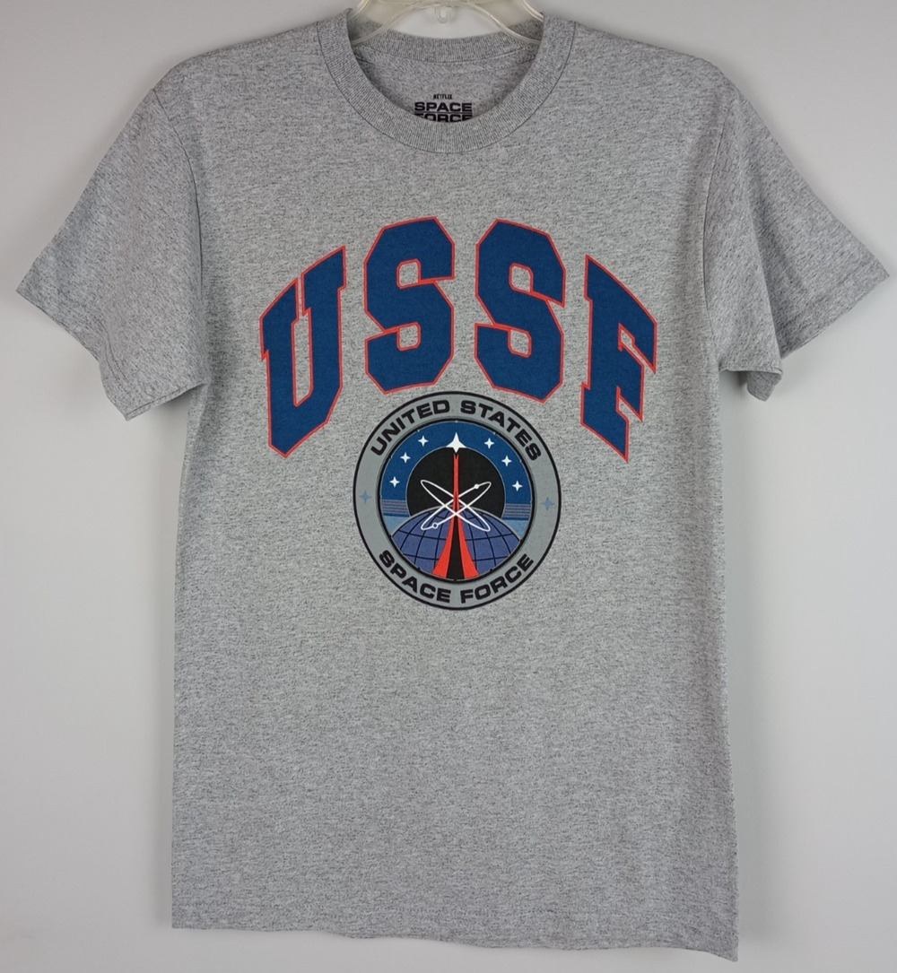 Netflix Space Force Mens S Gray USSF United States Space Force Graphic Tshirt